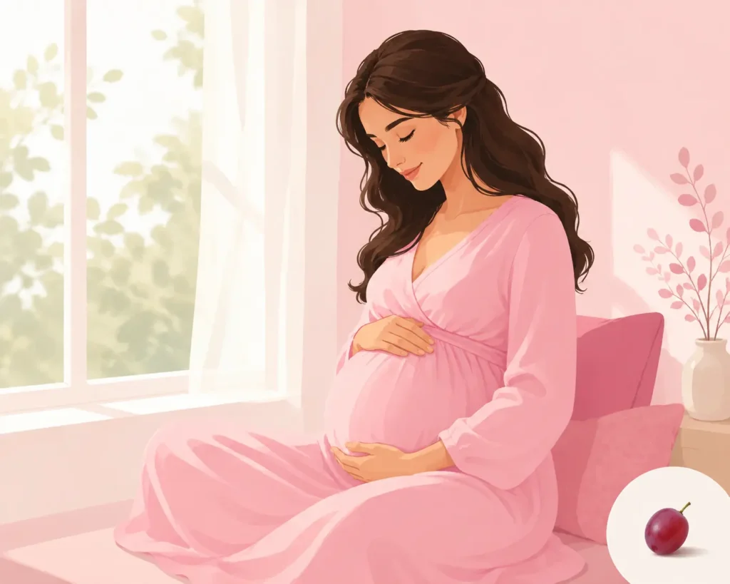 9 Semanas de Gravidez: O Que Acontece com Você e o Bebê 1 Mulher grávida de 9 semanas com bebê do tamanho de uma uva